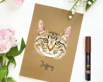 Tierportrait | Personalisiertes Porträt | Haustier-Liebhaber Geschenk | Haustier-Denkmal | Haustier Verlust | Hand gezeichnetes Porträt | Mini-Haustier-Porträt | Namen Geschenk