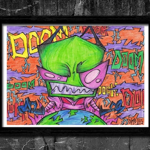 Doom - A4 Signed Art Print (Inspired by Invader Zim)