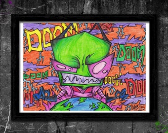 Doom - A4 Signed Art Print (Inspired by Invader Zim)