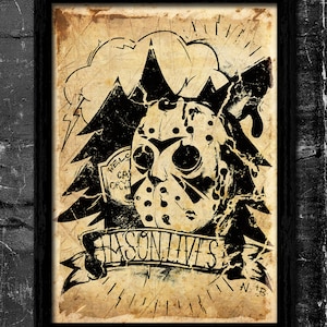 Vintage Jason Lives! - A6/A4 Signed Art Print (Inspired by Friday 13th)