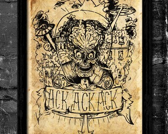 Vintage Ack Ack Ack - A6/A4 Signed Art Print (Inspired by Mars Attacks)
