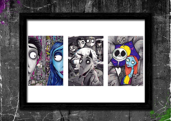 Tim Burton Triptych Pt 1 - A6/A5/A4/A3 Signed Art Print Set
