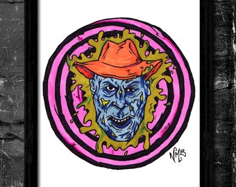PSYCHOdelic Freddy - A4 Signed Art Print (Inspired by A Nightmare On Elm St.)