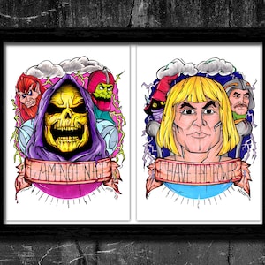Masters Of The Universe  Diptych - A6/A5/A4/A3 Signed Art Print Set (Inspired by Master Of The Universe characters)