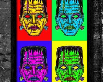 Universal Monsters Pop Art Frankenstein  - A4 Signed Art Print (Inspired by Frankenstein)