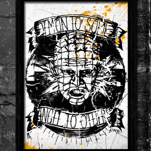 Demone monocromatico per alcuni - Stampa artistica firmata A4 (ispirata a Hellraiser)