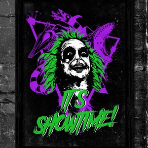 Tri Colour It&#39;s Showtime! - A6/A5/A4/A3 Signed Art Print (Inspired by Beetlejuice)