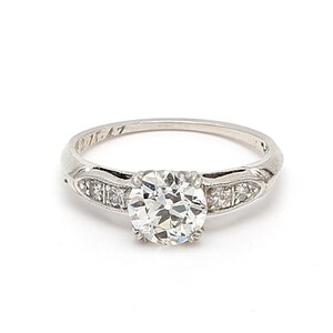 1.39 Carat Old European Cut K-I1 Diamond Platinum Engagement Ring
