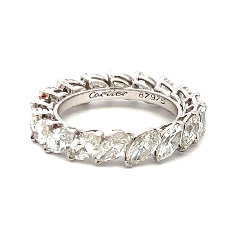 Cartier 4.50 Carat Marquis Shape Diamond 18k White Gold Wedding Band Ring