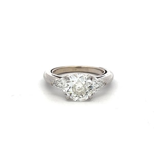 Cartier 3.10 Carat Old European and Triangular Diamond 18k Wg Engagement Ring