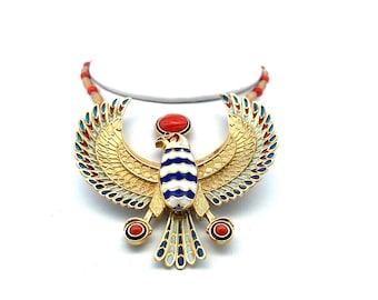 Vintage 59.20 Grams Enamel 18 Karat Yellow Gold Pendant Necklace Pin Brooch