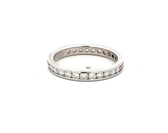 1.00 Carat Round Brilliant G Si Diamond 14 Karat White Gold Eternity Band Ring