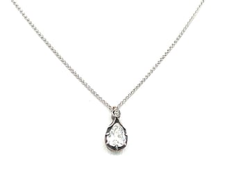 0.33 Carat Pear Shape Diamond 14 Karat Two Tone Gold/Silver Pandent