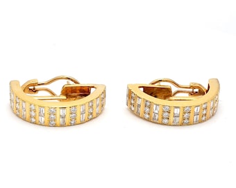 Vintage 18k Yellow Gold Clip-on Earrings With 5 Carat G-Vs1 Diamonds