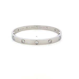 Cartier 0.96 Carat Round Diamond 18k White Gold Love Bracelet Size 17 With Cert