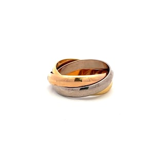 Cartier 18 Karat Tri Color Gold Trinity Ring Size 4.5 Width 3.2mm