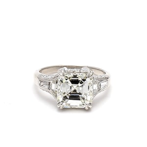 5.06 Carat Asscher Cut L-SI1 Diamond Platinum Wedding Ring