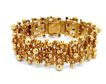 Cesare De Vecch Vintage 72.10 Grams 18 Karat Yellow Gold Link Bracelet