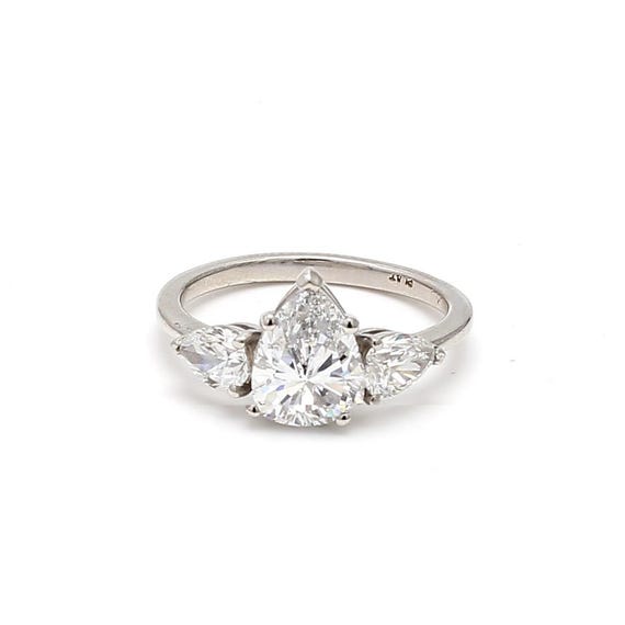 2.78 Carat Pear Shape D-I Si2-Si1 Diamond Platinum Engagement Ring