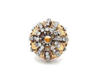 1.50 Carat Round Brilliant G Vs2 Diamond 18 Karat Yellow Gold Semi Mount Ring