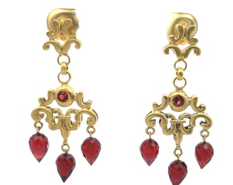 8.00 Carat Mix Shape Ruby 18 Karat Yellow Gold Dangling Earrings