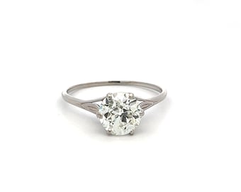 2.28 Carat Old European Cut L I2 Diamond Platinum Engagement Ring