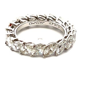 Cartier 4.50 Carat Marquis Shape Diamond 18k White Gold Wedding Band Ring