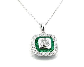 0.59 Carat Round Diamond 0.37 Carat 18 Karat White Gold Pendant Necklace