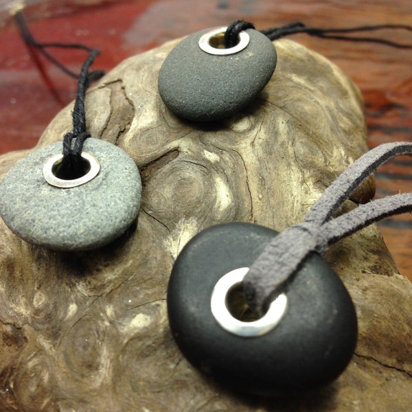 Hand Riveted River Pebble Necklace