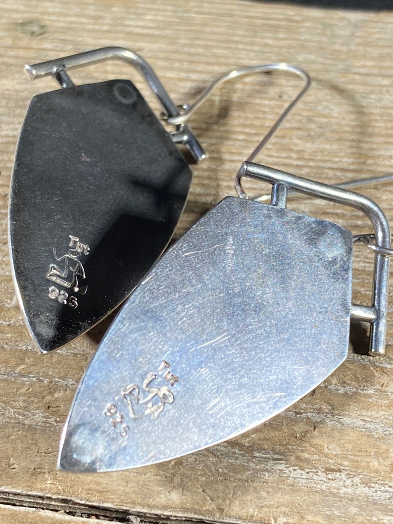 Ocean Jasper /& Sterling Silver Shield Earrings