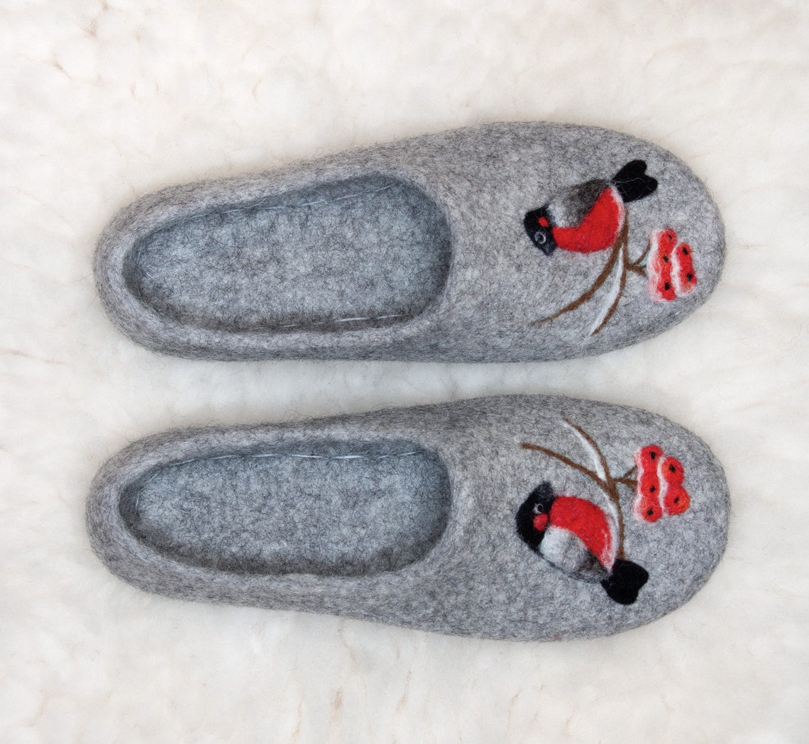 ECO slippers Natural Grey slippers for women Handmade Felt Etsy