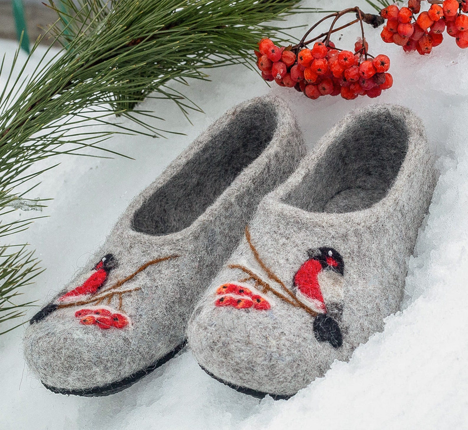 ECO slippers Natural Grey slippers for women Handmade Felt Etsy
