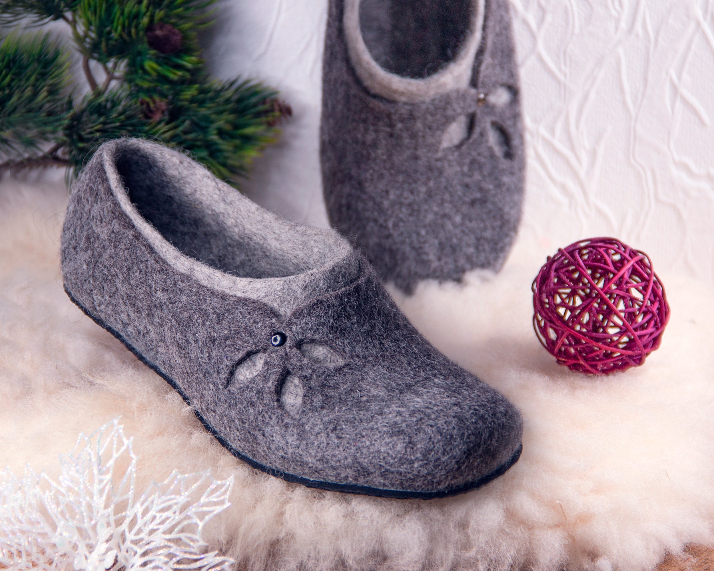 Handmade felted wool slippers for women Ecofriendly boiled Etsy