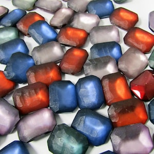 Small Plastic Gemstones, Rectangle jewel-toned stones, Costume jewelry stones, DIY, Pack of 50