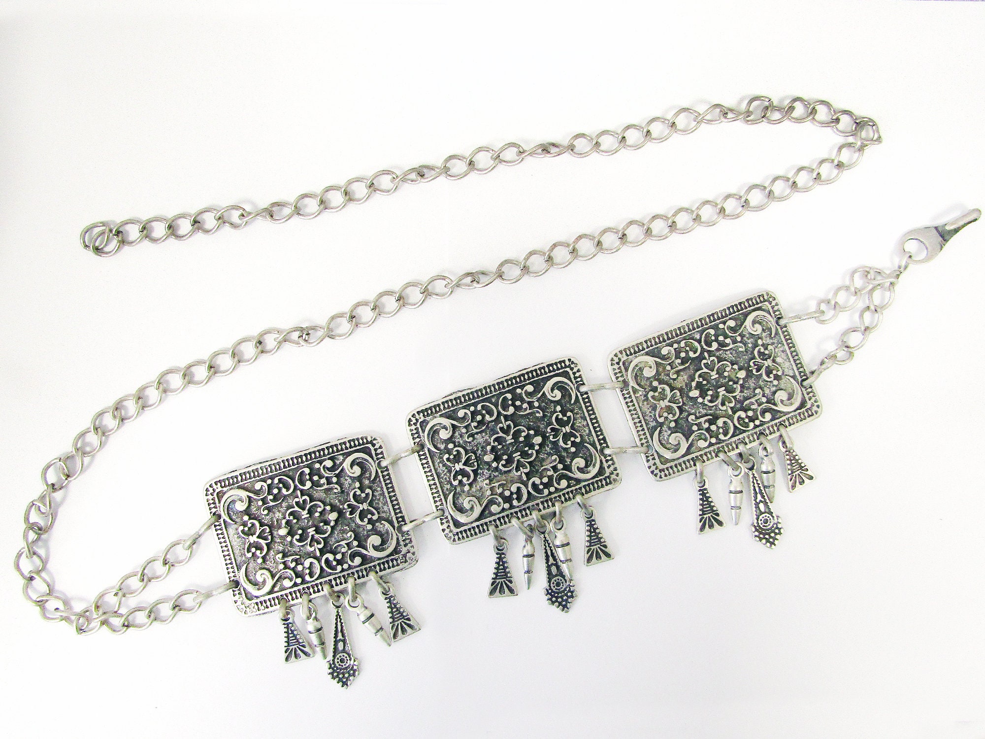 Vintage Metal Chain Belt, Chain Belt With Filigree Design - Etsy display picture 2