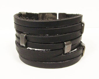 Leather Cuff Bracelet With Magnetic Clasp