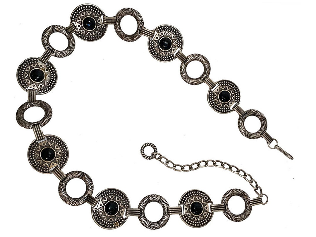 Vintage Metal Chain Belt Silver Chain Belt With Ring Design Etsy