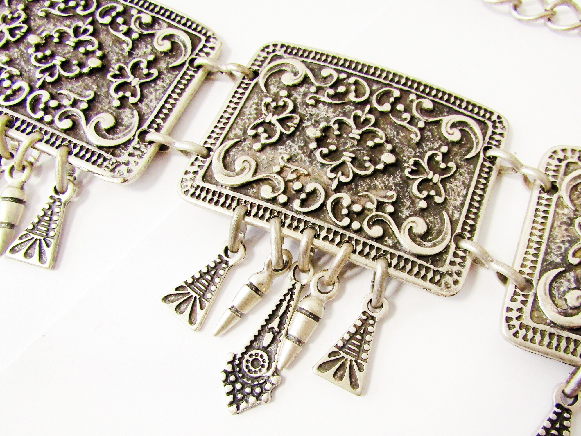 Vintage Metal Chain Belt, Chain Belt With Filigree Design - Etsy