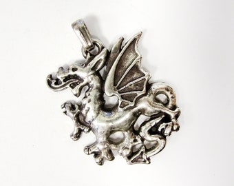 Silver Plated Dragon Pendant, Necklace Pendant(Set of 2)