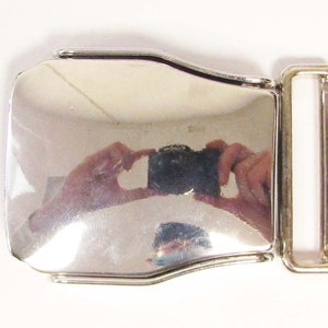 Silver reflective seat belt style buckle, for women