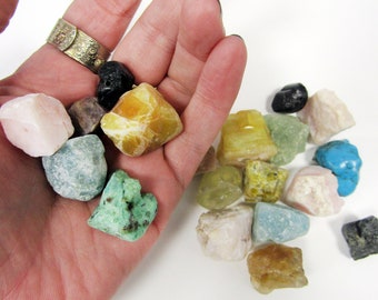 Raw Mixed Gemstone Nugget Beads, Mixed 5oz bag of Semi-Precious Nuggets