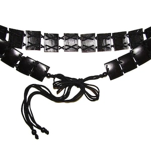 Vintage Vacation Black coconut shell rectangles Tie Belt, Made in the Philippines