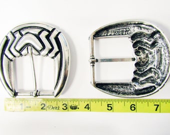Cowgirl belt buckle in gold or silver approximately 3.25x3.  Fits 1.5 belt Silver Western Belt Buckle With Turquoise Cabachons, Made in  main image 4