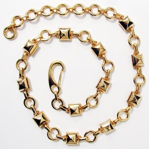 Pyramid Stud Chain Belt, Silver Chain Belt, Gold Chain Belt
