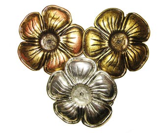 Vintage Flower Plaque Belt Buckle For Women with center stone setting