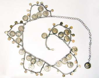 Coin Chain Belt, Brass Chain Belt for bellydancing