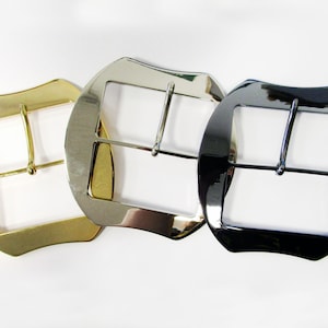 Polished Wide Belt Buckle, Centerbar Buckle, Waist Belt Buckle, Silver, Gold or Black Buckle