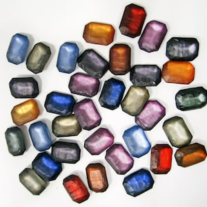 Acrylic Gemstones, Rectangle jewel-toned stones, Costume jewelry stones, DIY, Pack of 35