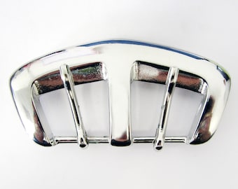 VTG Beige floral double buckle silver plated stretch wms belt SKU 9915 VTG Beige Floral Double Buckle Silver Plated Stretch Wms  main image 2