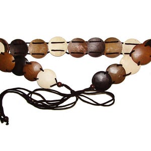 Vintage Vacation coconut shell Tie Belt, Made in the Philippines